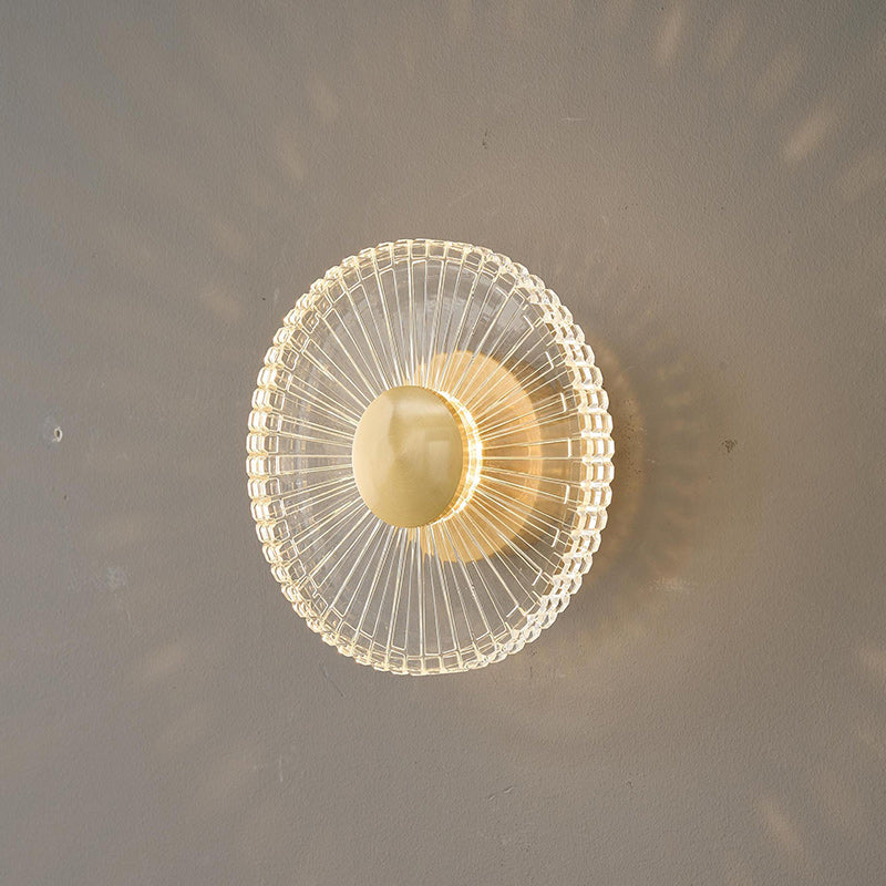 Applique Murale LED en Acrylique Cuivre Rayé Rond Minimaliste Moderne Pour Salon 