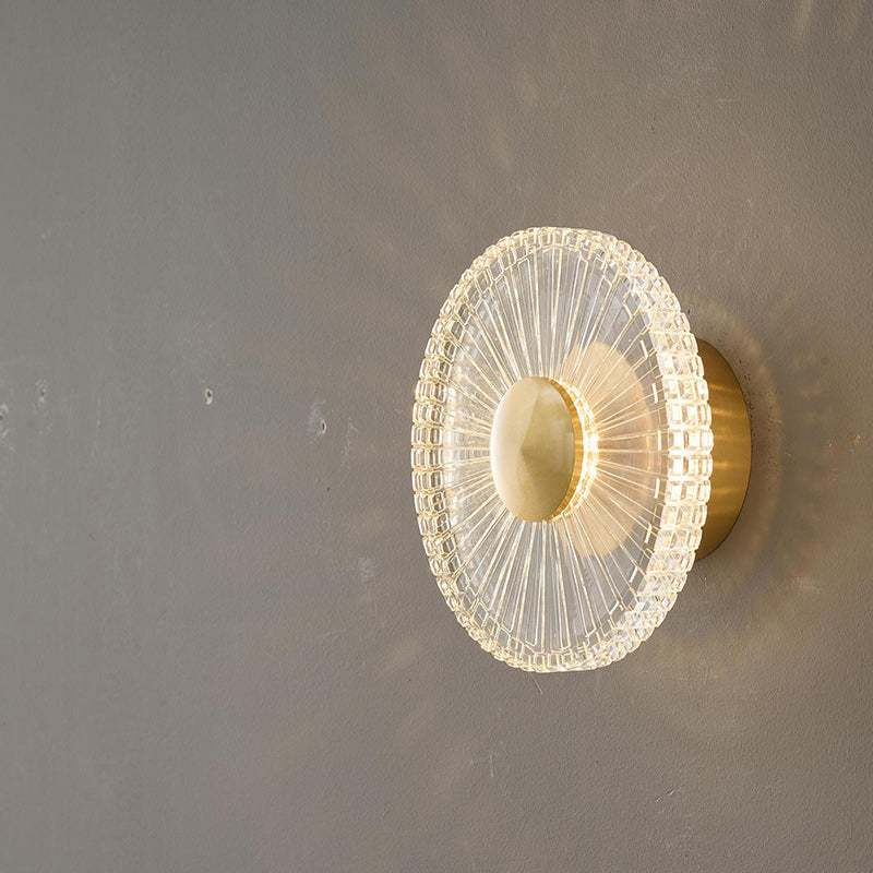 Applique Murale LED en Acrylique Cuivre Rayé Rond Minimaliste Moderne Pour Salon 