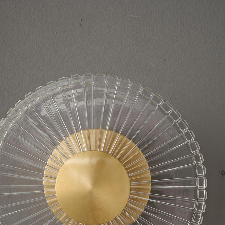Moderna Minimalista Redonda Rayada de Cobre Acrílico Lámpara Apliques LED Para Sala de Estar 