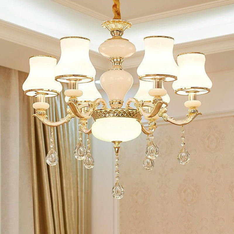 Chandelier traditionnel européen à dôme rond en alliage de zinc et verre avec 6/8/10 lumières pour salon 