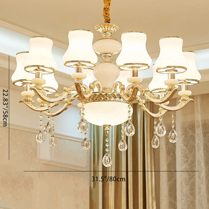 Chandelier traditionnel européen à dôme rond en alliage de zinc et verre avec 6/8/10 lumières pour salon 