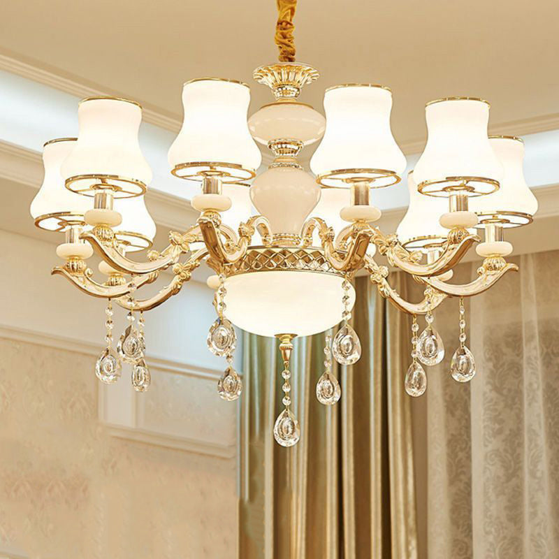 Chandelier traditionnel européen à dôme rond en alliage de zinc et verre avec 6/8/10 lumières pour salon 