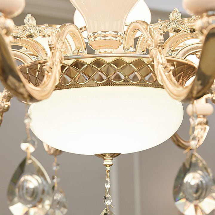 Chandelier traditionnel européen à dôme rond en alliage de zinc et verre avec 6/8/10 lumières pour salon 