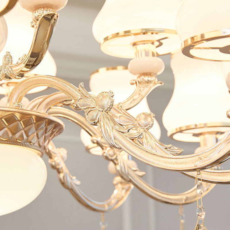Chandelier traditionnel européen à dôme rond en alliage de zinc et verre avec 6/8/10 lumières pour salon 