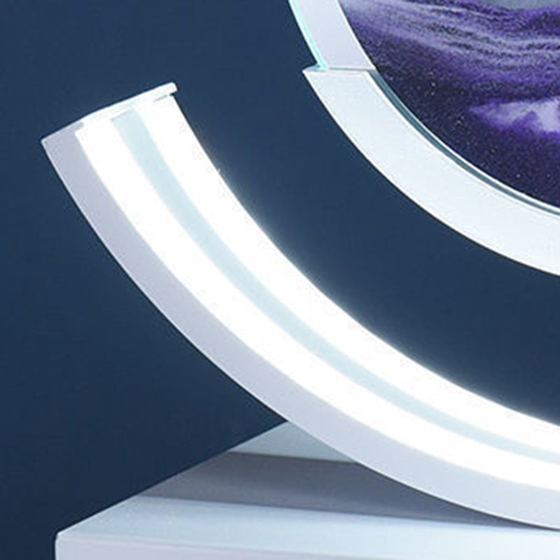 Lampe de table LED en verre de fer sable mouvant rond Art Déco moderne pour chambre à coucher 