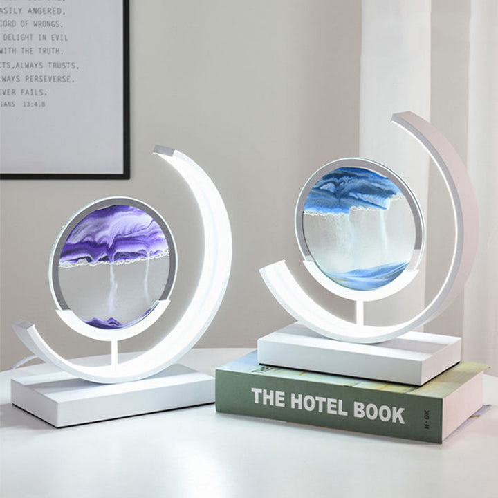Lámpara de Mesa LED de Vidrio de Hierro Redonda de Estilo Art Deco Moderno para Dormitorio 