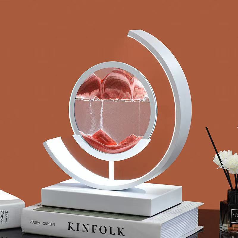 Lampe de table LED en verre de fer sable mouvant rond Art Déco moderne pour chambre à coucher 