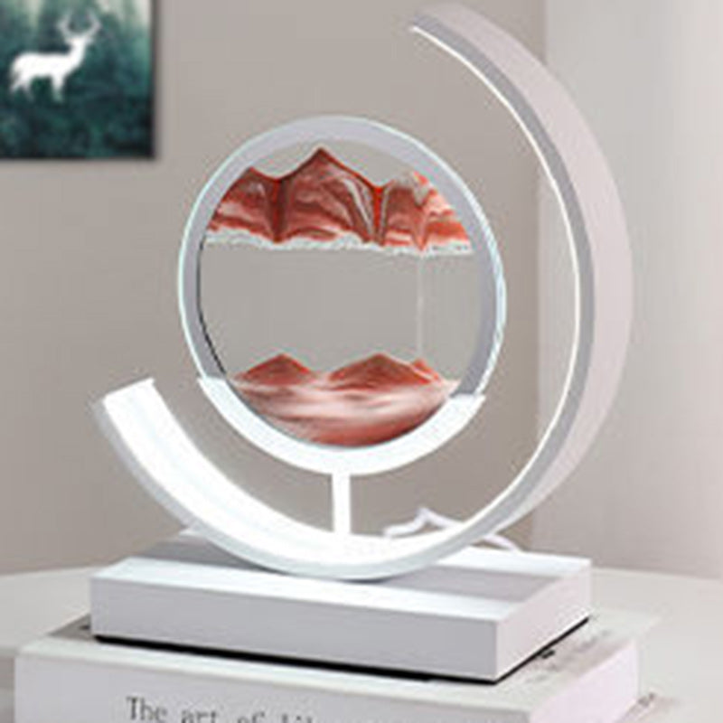 Lampe de table LED en verre de fer sable mouvant rond Art Déco moderne pour chambre à coucher 