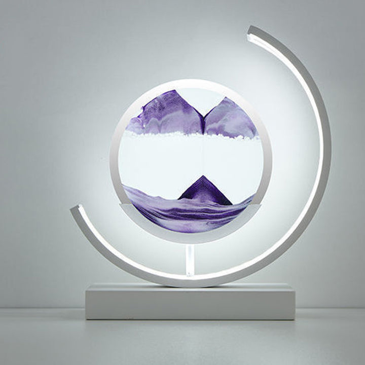 Lampe de table LED en verre de fer sable mouvant rond Art Déco moderne pour chambre à coucher 