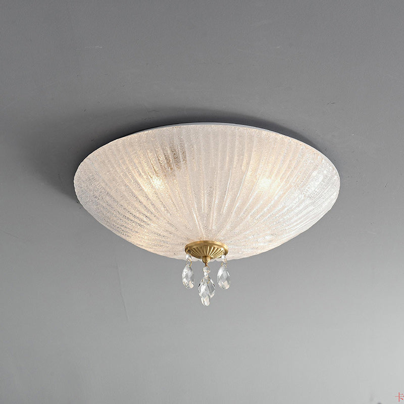 Moderna Minimalista Redonda Domo de Vidrio Cristal Completo de Cobre 2/3/4 Luces Empotradas para Techo de Dormitorio 