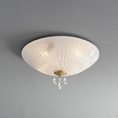 Lustre encastré moderne minimaliste en verre cristal et cuivre complet à dôme rond avec 2/3/4 lumières pour chambre 