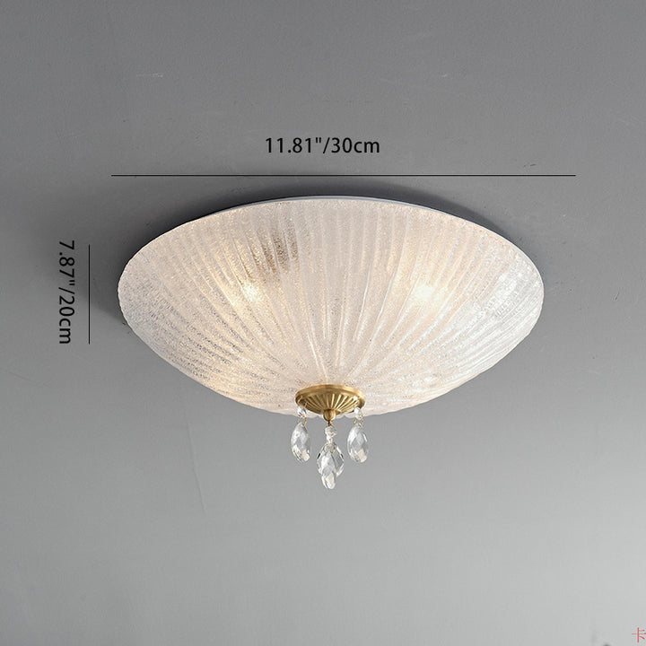 Moderna Minimalista Redonda Domo de Vidrio Cristal Completo de Cobre 2/3/4 Luces Empotradas para Techo de Dormitorio 