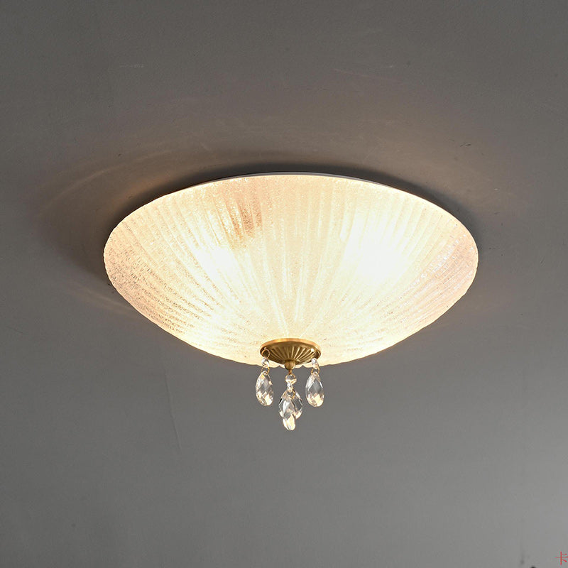 Moderna Minimalista Redonda Domo de Vidrio Cristal Completo de Cobre 2/3/4 Luces Empotradas para Techo de Dormitorio 