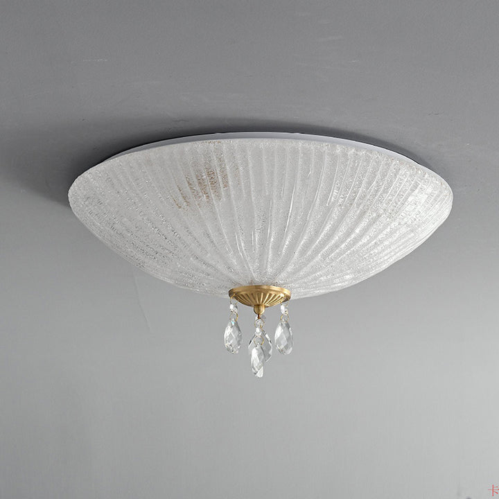 Moderna Minimalista Redonda Domo de Vidrio Cristal Completo de Cobre 2/3/4 Luces Empotradas para Techo de Dormitorio 