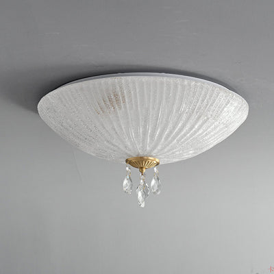 Lustre encastré moderne minimaliste en verre cristal et cuivre complet à dôme rond avec 2/3/4 lumières pour chambre 