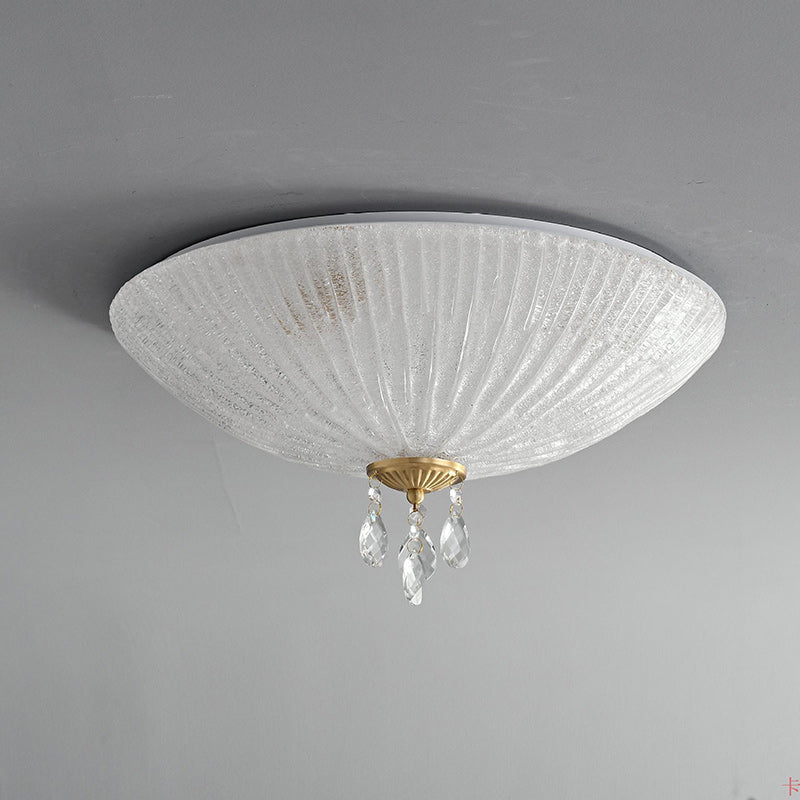 Lustre encastré moderne minimaliste en verre cristal et cuivre complet à dôme rond avec 2/3/4 lumières pour chambre 