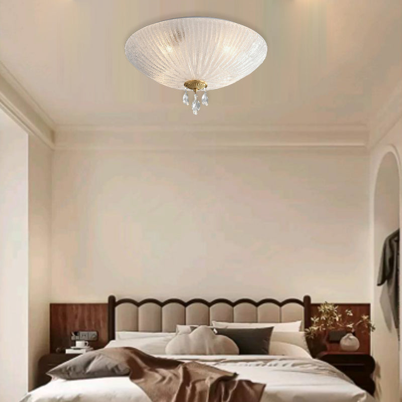 Lustre encastré moderne minimaliste en verre cristal et cuivre complet à dôme rond avec 2/3/4 lumières pour chambre 