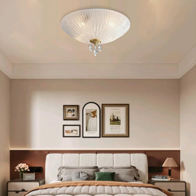Lustre encastré moderne minimaliste en verre cristal et cuivre complet à dôme rond avec 2/3/4 lumières pour chambre 