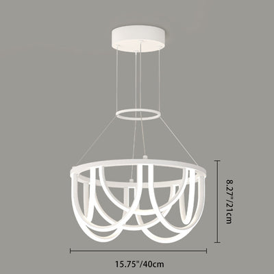 Modern Minimalist Long Line Round Iron Silicone LED Chandelier For Living Room