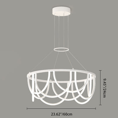 Modern Minimalist Long Line Round Iron Silicone LED Chandelier For Living Room