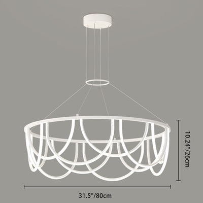 Modern Minimalist Long Line Round Iron Silicone LED Chandelier For Living Room