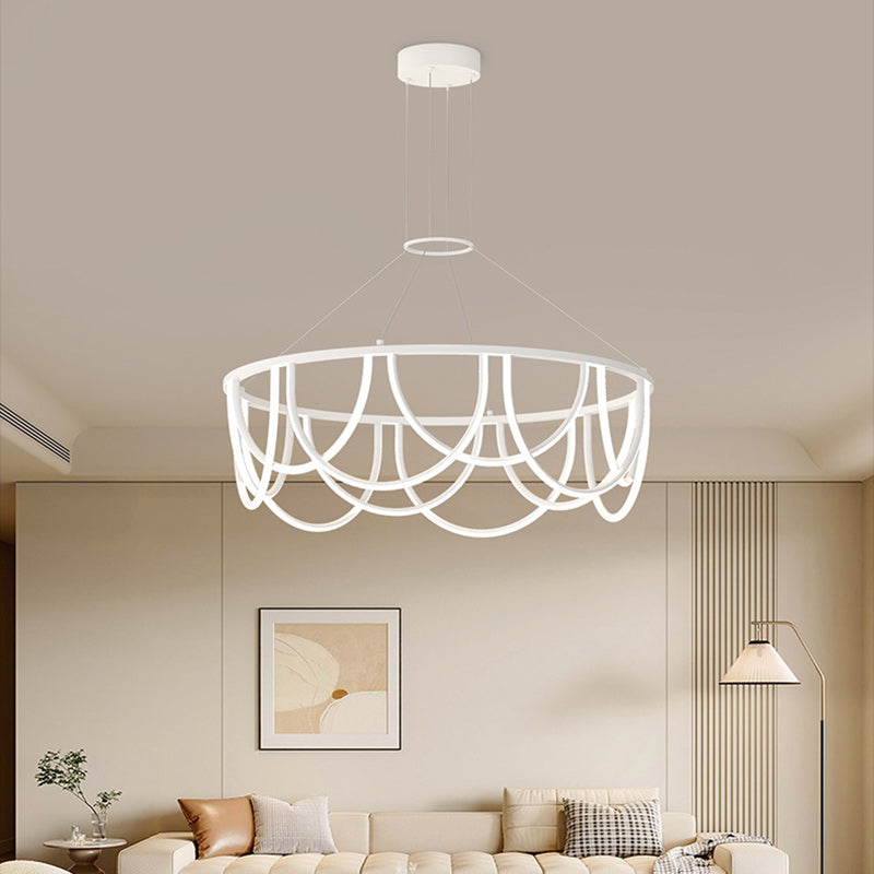 Candelabro LED de línea larga minimalista moderna de hierro redondo de silicona para sala de estar 