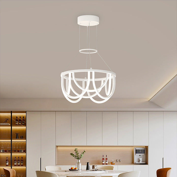 Candelabro LED de línea larga minimalista moderna de hierro redondo de silicona para sala de estar 