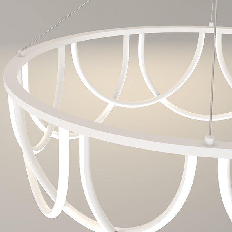 Candelabro LED de línea larga minimalista moderna de hierro redondo de silicona para sala de estar 