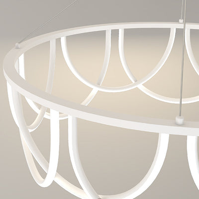 Modern Minimalist Long Line Round Iron Silicone LED Chandelier For Living Room