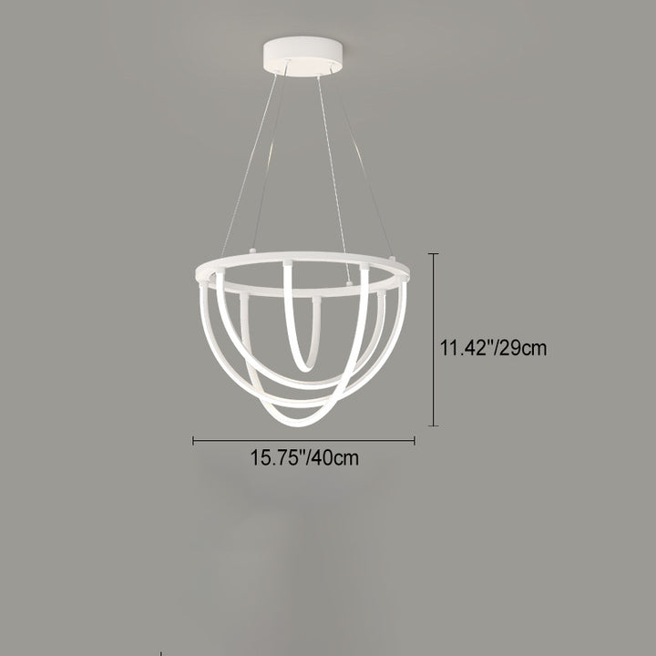 Modern Minimalist Long Line Crossover Round Iron Aluminum Silicone LED Chandelier For Living Room
