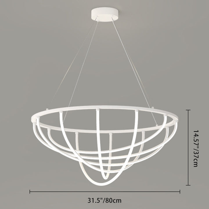 Modern Minimalist Long Line Crossover Round Iron Aluminum Silicone LED Chandelier For Living Room