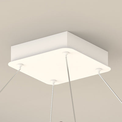 Modern Minimalist Long Line Square Basket Shape Iron Aluminum Silicone LED Chandelier For Living Room