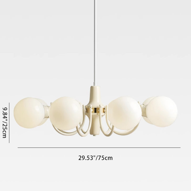 Lustre moderne minimaliste à branches, cadre en fer, abat-jour en verre, 3/5/8 lumières pour salon 