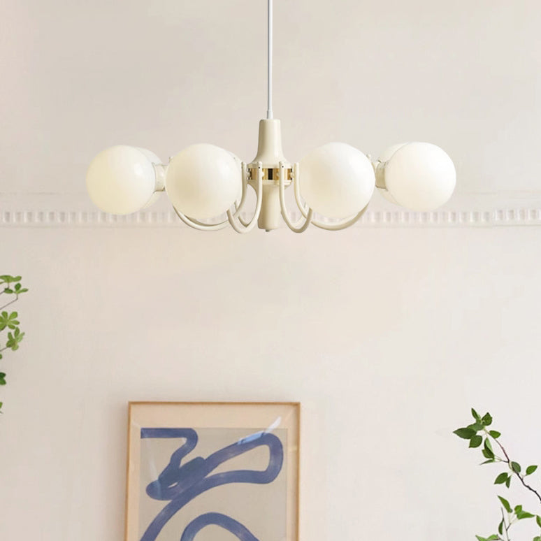 Lustre moderne minimaliste à branches, cadre en fer, abat-jour en verre, 3/5/8 lumières pour salon 