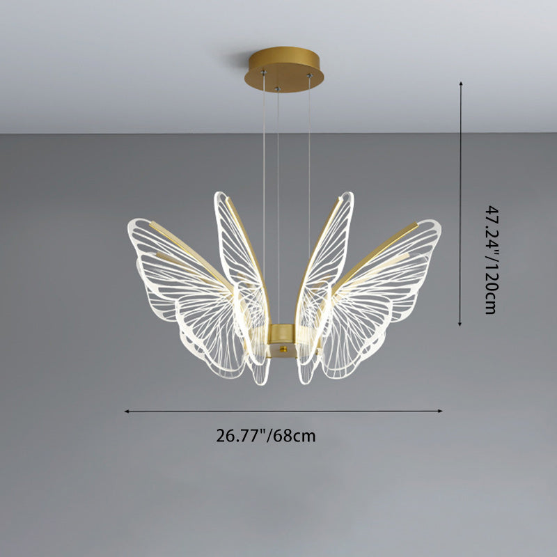 Zeitgenössischer kreativer runder Schmetterlings-LED-Kronleuchter aus Eisen, Aluminium und Acryl 