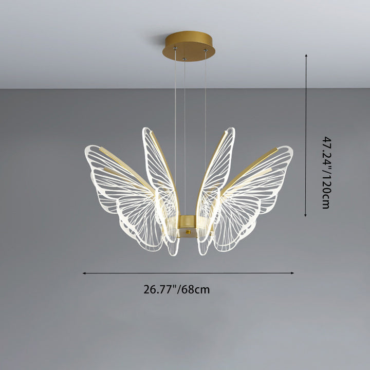 Zeitgenössischer kreativer runder Schmetterlings-LED-Kronleuchter aus Eisen, Aluminium und Acryl 