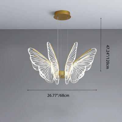 現代的なクリエイティブラウンドバタフライアイアンアルミアクリルシェードLEDシャンデリアリビングルーム用 