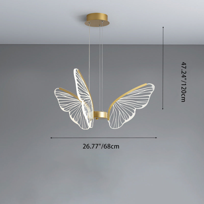 Zeitgenössischer kreativer runder Schmetterlings-LED-Kronleuchter aus Eisen, Aluminium und Acryl 