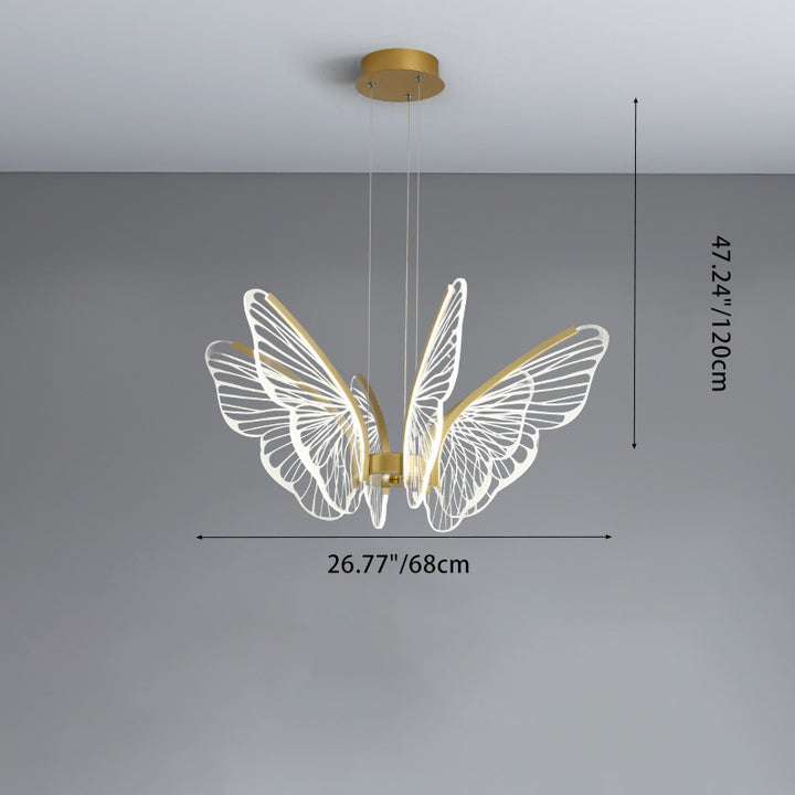 Zeitgenössischer kreativer runder Schmetterlings-LED-Kronleuchter aus Eisen, Aluminium und Acryl 