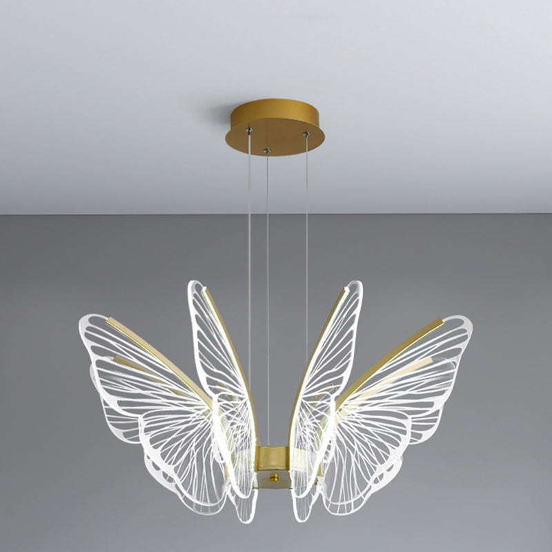 Zeitgenössischer kreativer runder Schmetterlings-LED-Kronleuchter aus Eisen, Aluminium und Acryl 
