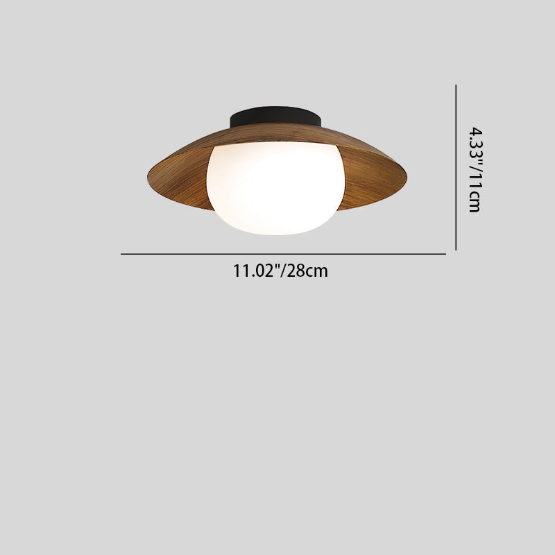 Contemporary Retro Round Bowl Dome Iron PE LED Semi-Flush Mount Ceiling Light for Living Room