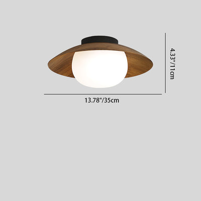 Contemporary Retro Round Bowl Dome Iron PE LED Semi-Flush Mount Ceiling Light for Living Room