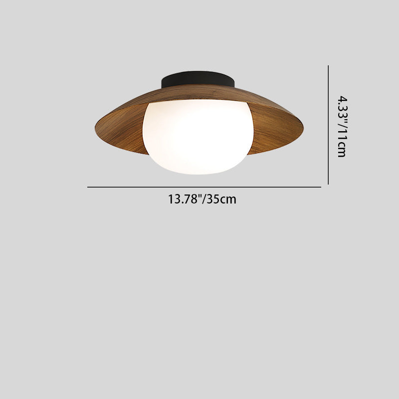 Contemporary Retro Round Bowl Dome Iron PE LED Semi-Flush Mount Ceiling Light for Living Room