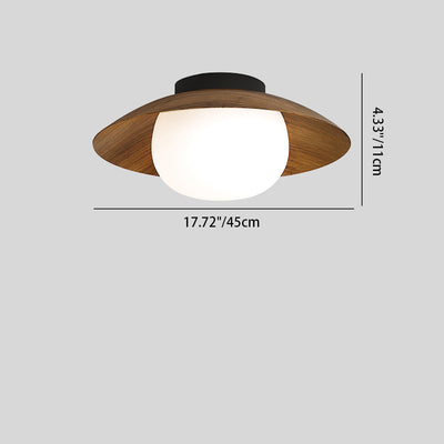 Contemporary Retro Round Bowl Dome Iron PE LED Semi-Flush Mount Ceiling Light for Living Room