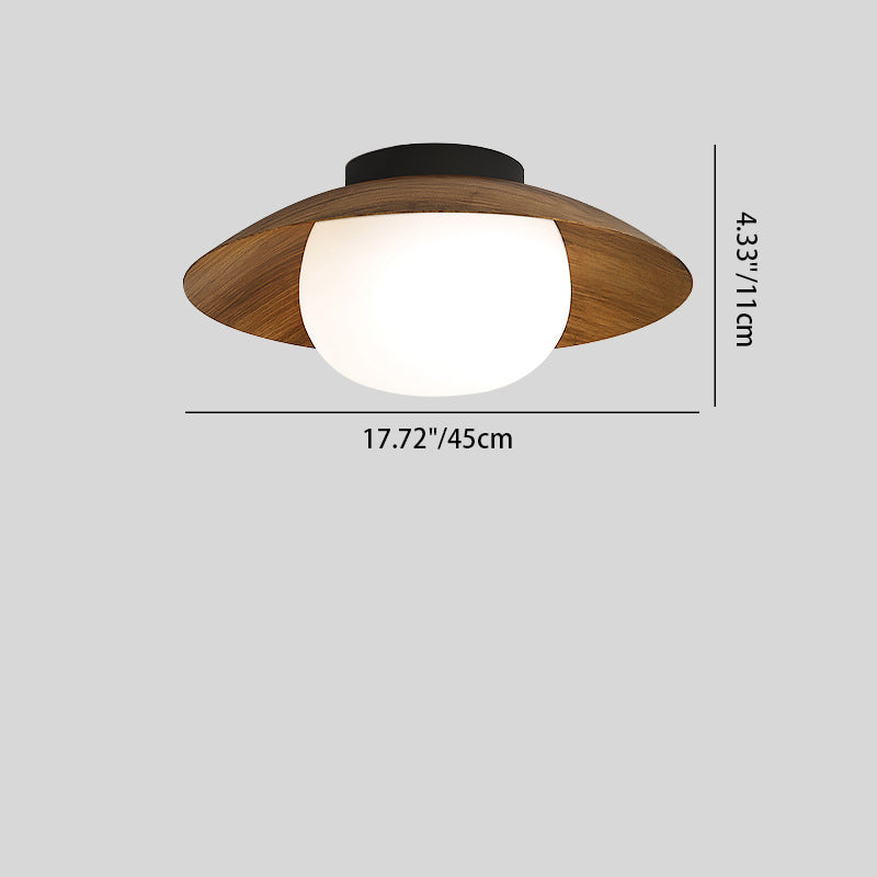 Contemporary Retro Round Bowl Dome Iron PE LED Semi-Flush Mount Ceiling Light for Living Room