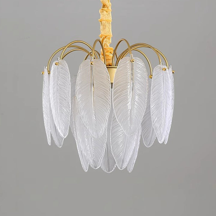 Contemporary Nordic Round Leaf Iron Frame Glass Shade 4/12/18 Light Chandelier For Living Room