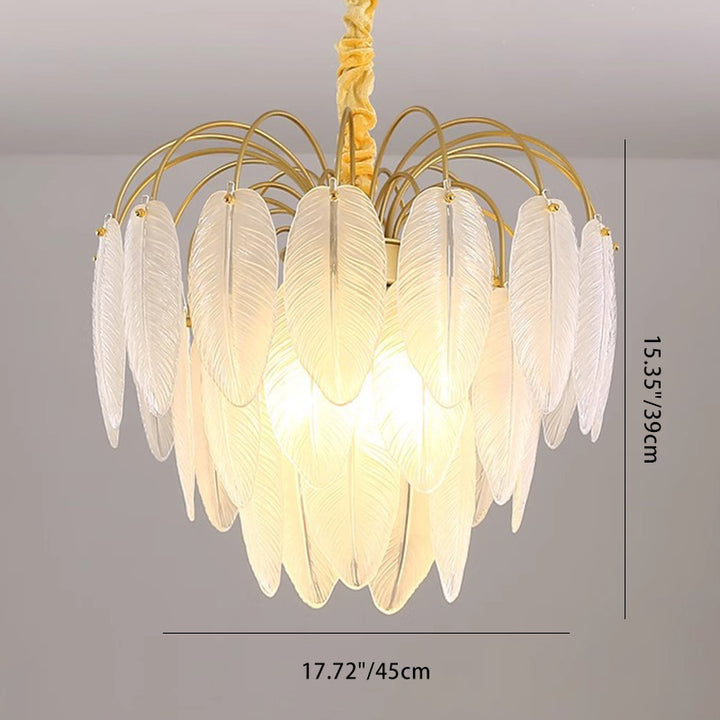 Contemporary Nordic Round Leaf Iron Frame Glass Shade 4/12/18 Light Chandelier For Living Room