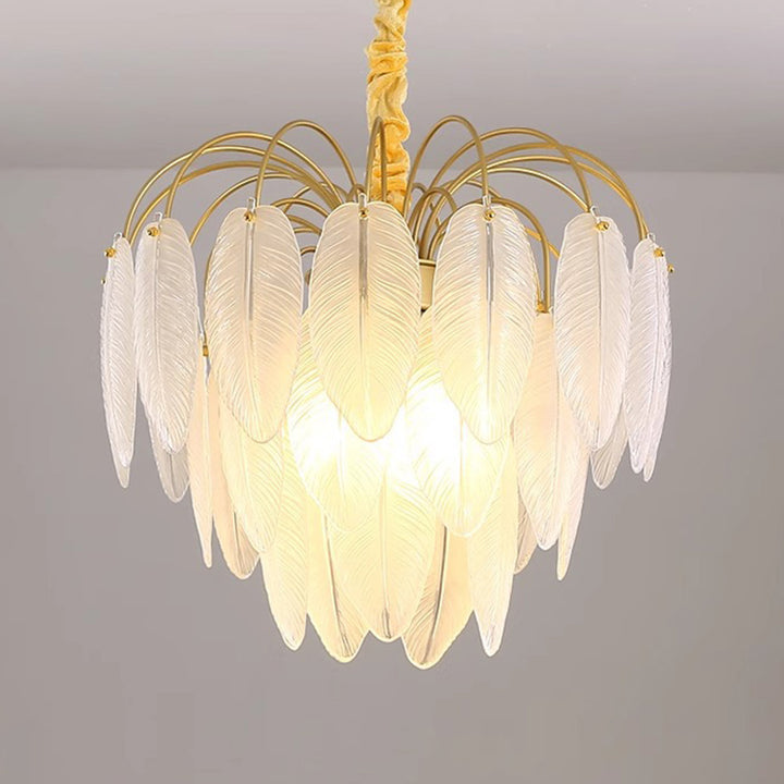 Contemporary Nordic Round Leaf Iron Frame Glass Shade 4/12/18 Light Chandelier For Living Room
