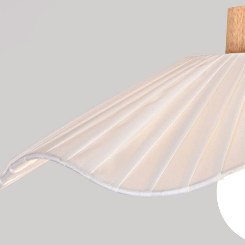 Modern Minimalist Round Flower Wooden Fabric Shade 1-Light Semi-Flush Mount Ceiling Light For Living Room