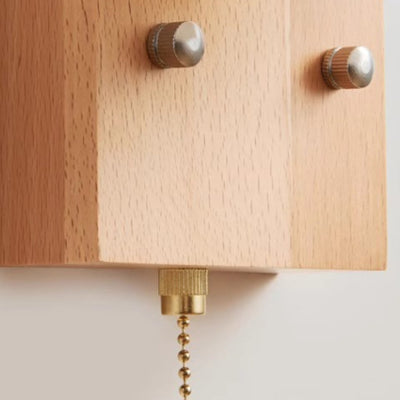 Applique murale 1 lumière en forme de citrouille carrée minimaliste moderne avec base en bois et abat-jour en plastique et fer pour salon 
